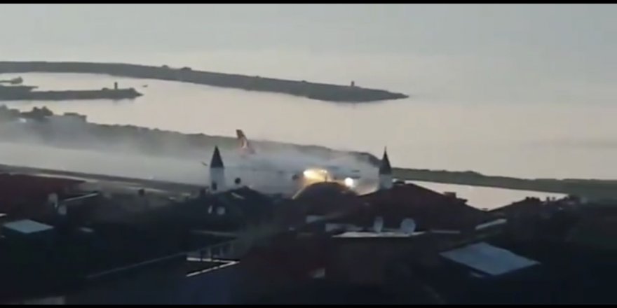 Trabzon Havalimanı Göle Dönünce Uçak Böyle İndi