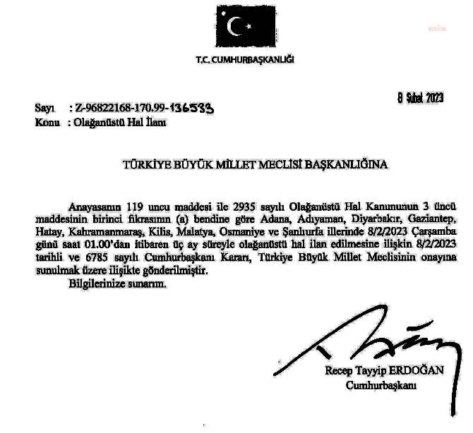Deprem Bölgesindeki 10 İlde 3 Ay Ohal İlan Edilmesi Kararı Tbmm’de. Meclis 14.00'da Toplanıyor