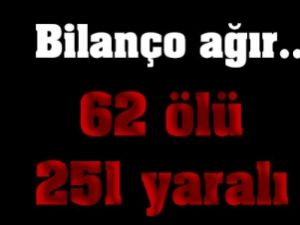Bayram faciası, Bilanço ağır: 62 ölü 251 yaralı