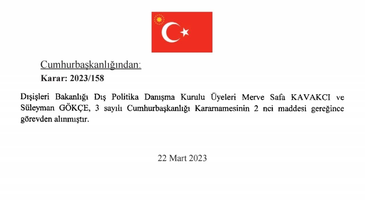 Dışişleri Bakanlığı Dış Politika Kurulu Üyesi Merve Kavakçı, Görevinden Alındı