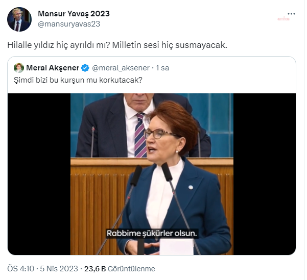 Mansur Yavaş’tan Akşener’e Destek: “hilalle Yıldız Hiç Ayrıldı Mı? Milletin Sesi Hiç Susmayacak”