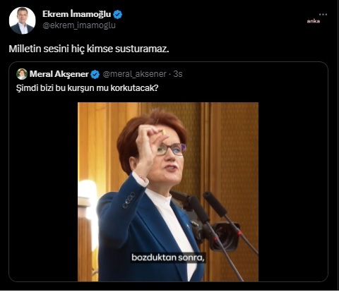 İmamoğlu’ndan Akşener'e Destek: "milletin Sesini Hiç Kimse Sustaramaz"