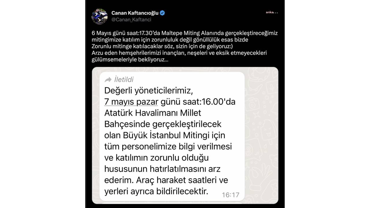 Kaftancıoğlu: "zorunlu Mitinge Katılacaklar, Söz Sizin İçin De Geliyoruz"