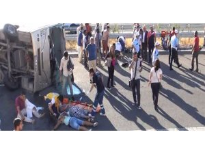 ÖĞRENCİ SERVİSİ TAKLA ATTI! CAN PAZARI YAŞANDI!