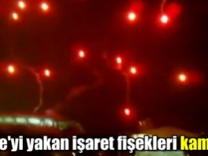 F.Bahçe'yi yakan işaret fişekleri kamerada!