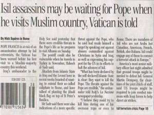 'IŞİD, PAPA’YI TÜRKİYE’DE ÖLDÜREBİLİR'