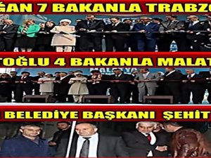 ERDOĞAN 7 BAKANLA TRABZON'DA DAVUTOĞLU 4 BAKANLA MALATYA'DA ŞEHİT EVİNE VALİ