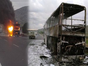 45 YOLCU TAŞYAN OTOBÜS YANDI