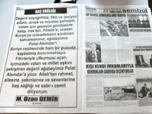 Polat Alemdar'a Tam Sayfa Ölüm İlanı