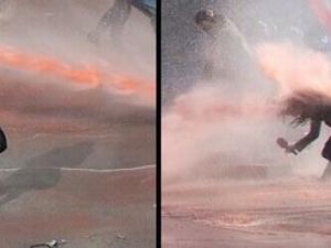 ANKARA'DA SERT MÜDAHALE ,POLİSTEN BASINI TEMİZLEME TEKNİĞİ