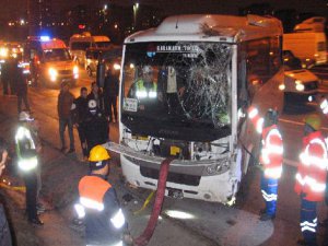 TEM'DE EMNİYET ŞERİDİ FACİASI;1 ÖLÜ 17 YARALI