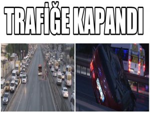 D-100'DE LÜKS ARAÇ YOLU TRAFİĞE KAPATTI