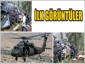 DÜŞEN HELİKOPTERDEN İLK GÖRÜNTÜLER; 7 ŞEHİT 8 YARALI
