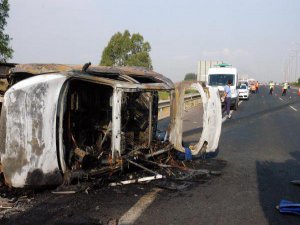 ADANA'DA FECİ KAZA; YANARAK ÖLDÜ