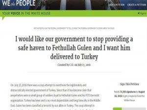 BEYAZ SARAY'IN İNTERNET SİTESİNDE 'GÜLEN'İN İADESİ İÇİN İMZA KAMPANYASI