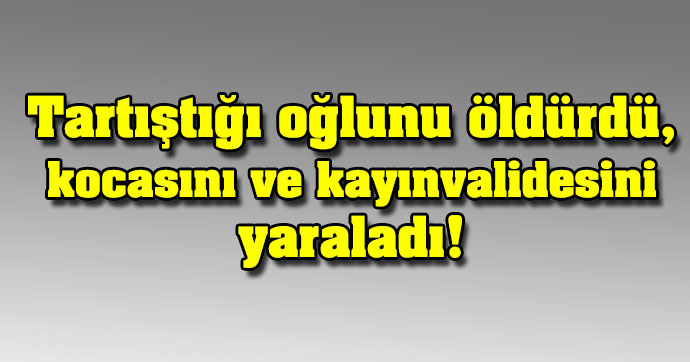 TARTIŞTIĞI OĞLUNU ÖLDÜRDÜ, KOCASINI VE KAYINVALİDESİNİ YARALADI