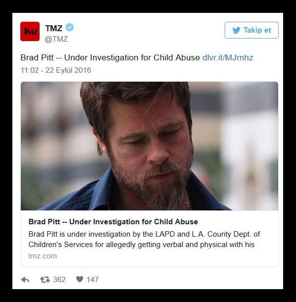 BRAD PİTT HAKKINDA ÇOCUK İSTİSMARI SUÇLAMASIYLA İNCELEME BAŞLATILDI