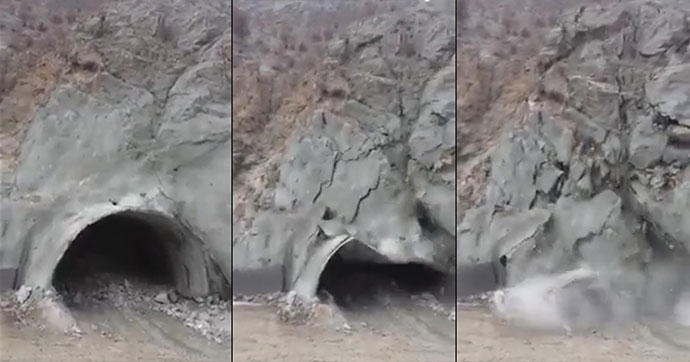 ARTVİN'DE TÜNEL ÇÖKTÜ; ÇÖKME ANI KAYDEDİLDİ