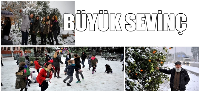 HEYECANLA BEKLENİYORDU; ANTALYA'DA KAR SEVİNCİ