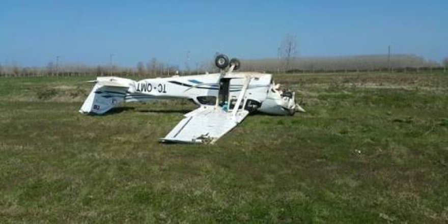 Samsun’da kadın pilotun uçağı piste düştü