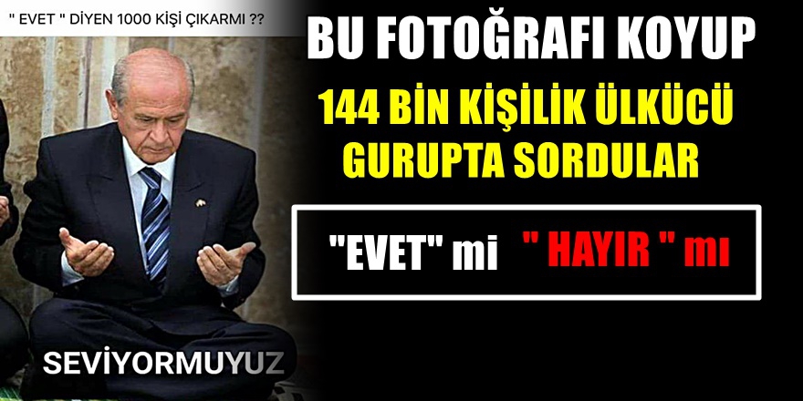 144 Bin Kişilik  Ülkücü Gurupta Devlet Bahçeli anketinde şok sonuç