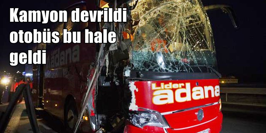 Yolcu otobüsü kamyonla çarpıştı ; 11 yaralı