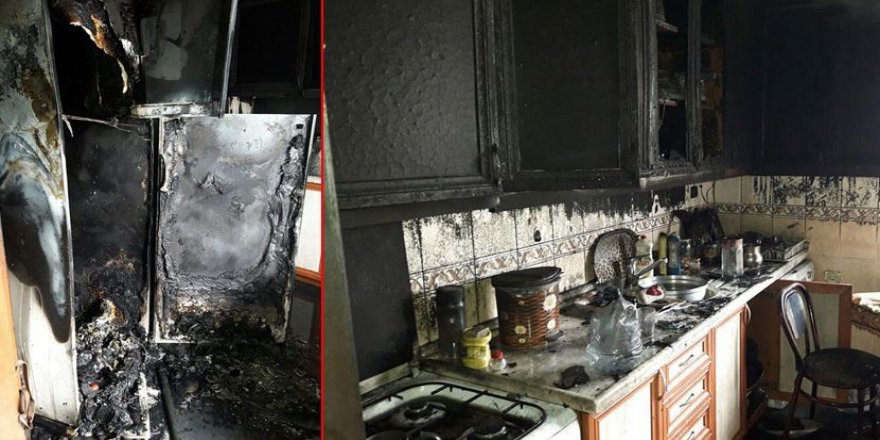 Mutfaktaki buzdolabı bomba gibi patladı