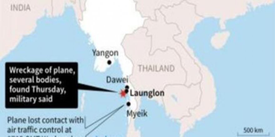Myanmar'da kaybolan askeri uçağın enkazı bulundu
