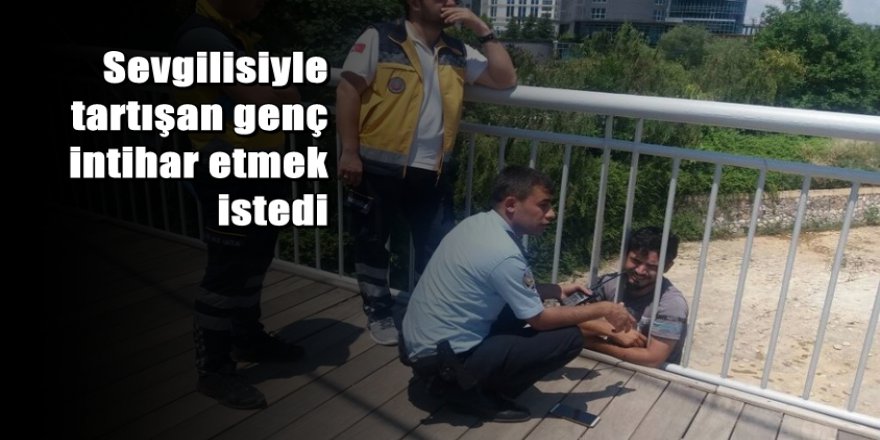 Polis intihar etmek isteyen genci köprünün demirlerine kelepçeledi