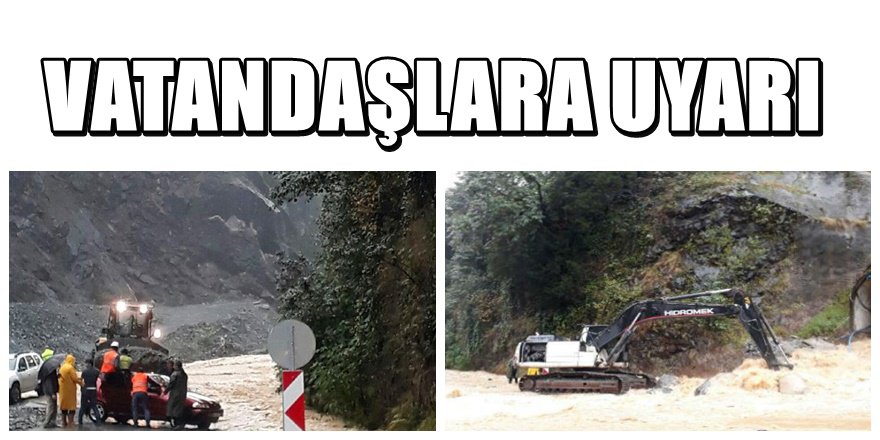 Rize'de şiddetli yağış sonrası sel; Yol kapandı