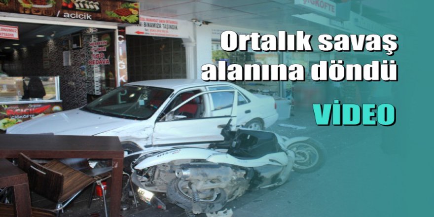 Antalya'da kırmızı ışıkta geçen otomobil ortalığı savaş alanına çevirdi
