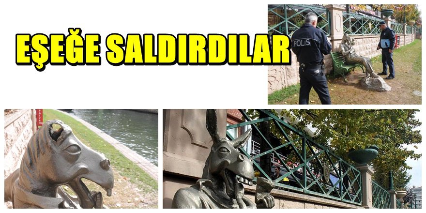 Eskişehir'de  ' Çekirdek Çitleyen Eşek ' heykeline saldırdılar