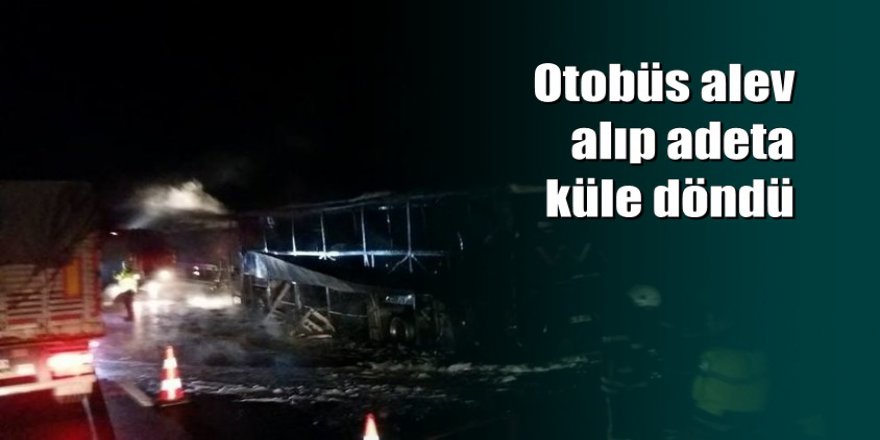 Bursa'da yolcu otobüsü otobanda yandı