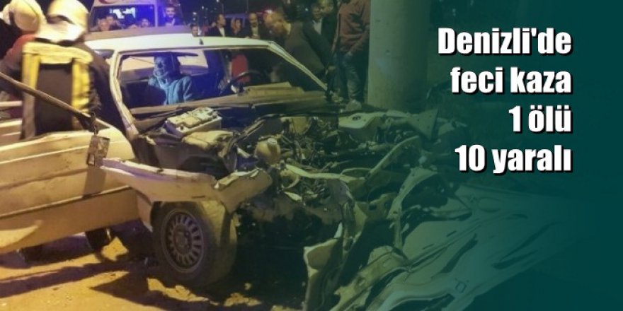 Denizli’de iki otomobil çarpıştı: 1 ölü, 10 yaralı
