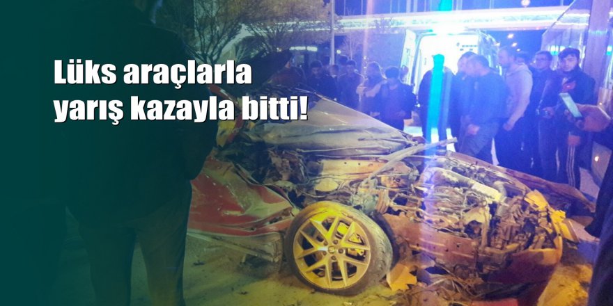 Bursa'da yarış yapan araç belediye otobüsüne çarptı