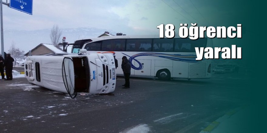 Konya'da öğrenci servisi ile yolcu otobüsü çarpıştı