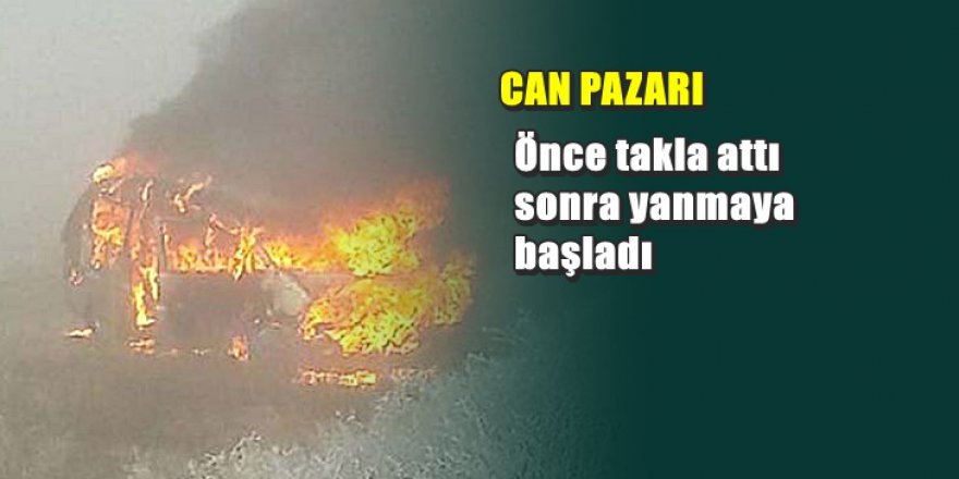 Eskişehir'de okul servisi takla attı alev aldı; 7 yaralı