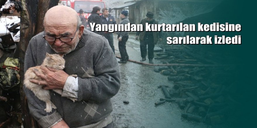 Bolu'da yaşlı adam yanan evini gözyaşlarıyla izledi