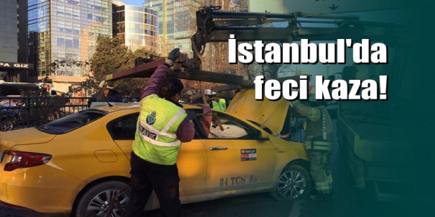 Sollama yaparken bir araca çarpan ticari taksi takla attı