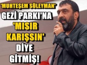 'Muhteşem Süleyman' Gezi Parkı'na Mısır karışsın diye gitmiş!
