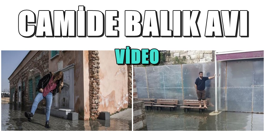 İstanbul'da 500 yıllık cami avlusunda balık avı görüntüleri