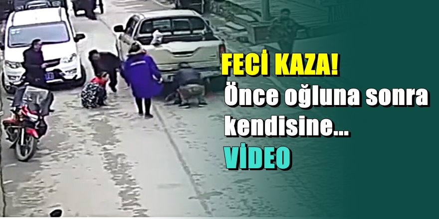 Hızla gelen araç önce küçük çocuğu altına aldı sonrada annesine çarptı